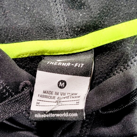 Nike Therma Fit BEAST Hoodie Sweatshirt Men M Black Yellow Swoosh Logo Pullover - Picture 4 of 10